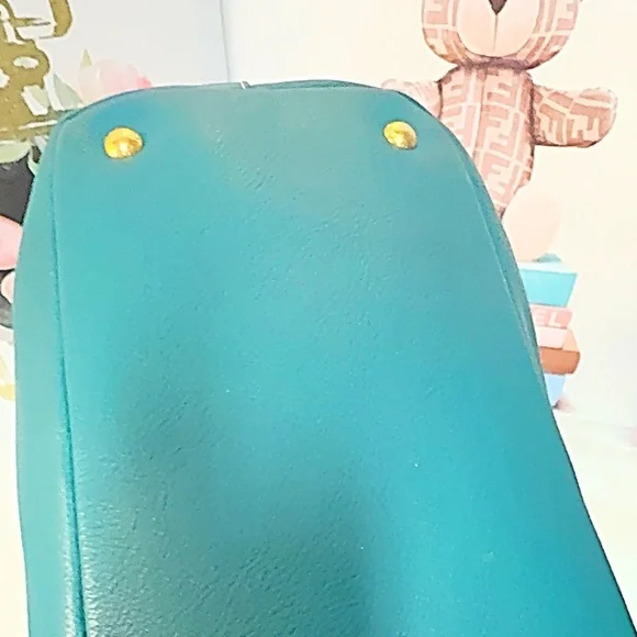 Prada Vitello Daino Leather 2-Way Tote Bag in a teal or green color - Picture 7 of 11